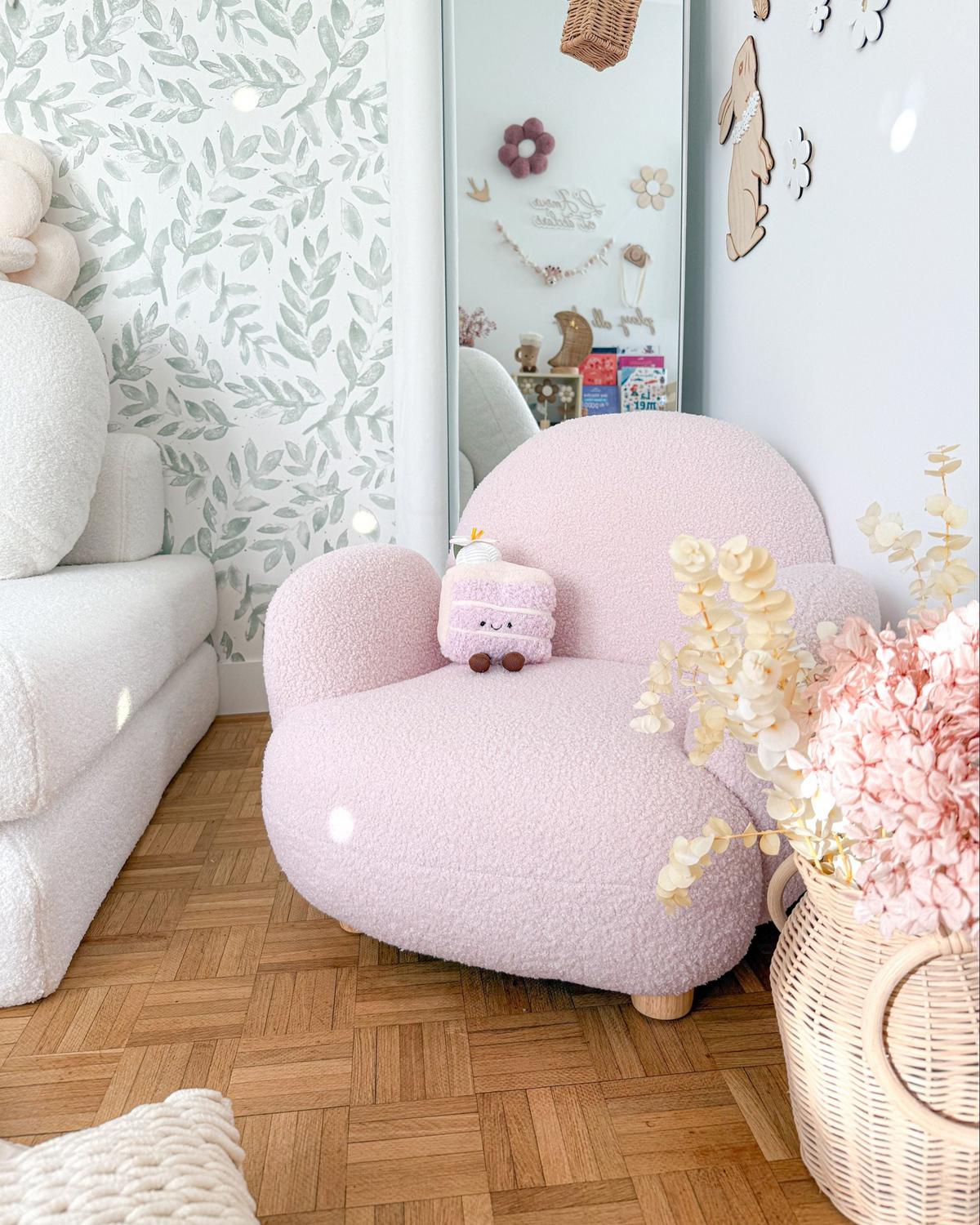 KINDERSESSEL Bouclé Pastellrosa Hem - Pink, Textil (64/55/55cm) - Beliani
