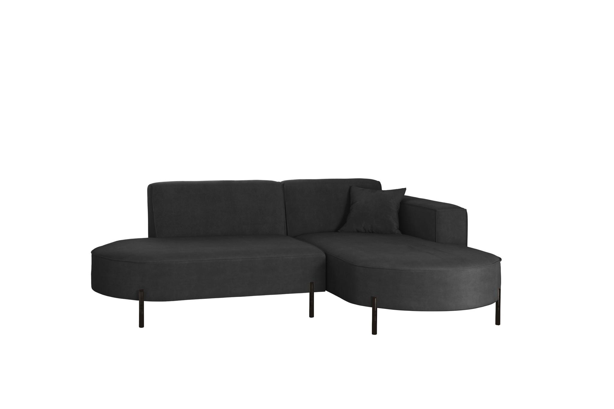 ECKSOFA Valencia Xs - Anthrazit, Holzwerkstoff/Textil (236/165cm) - Fun Möbel