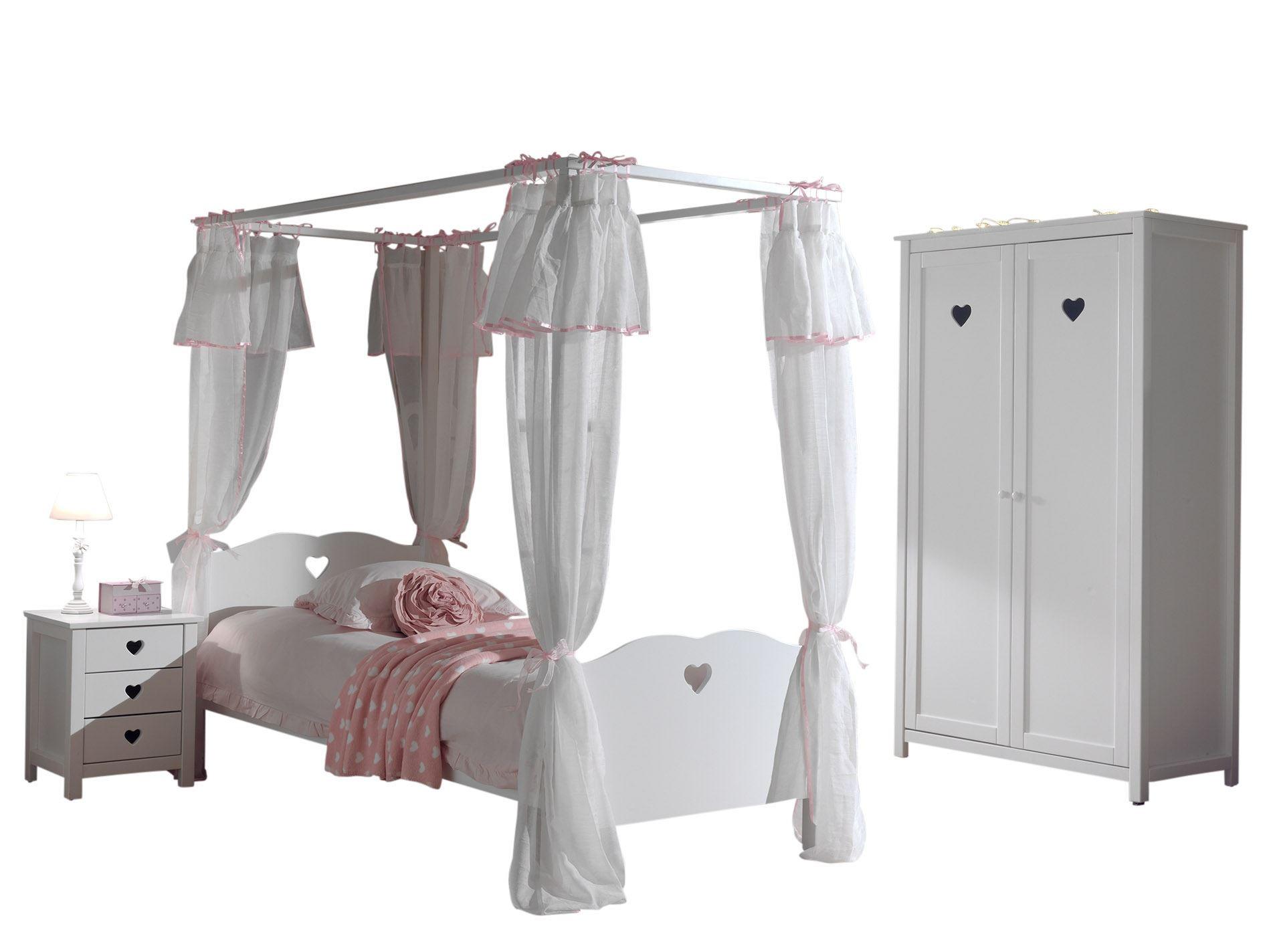 KINDERZIMMER Kamila 4 weiß aus MDF mit Bett, Schrank und Nachtkonsole - Weiß, Holzwerkstoff (330/1/130cm) - 58aufmkessel