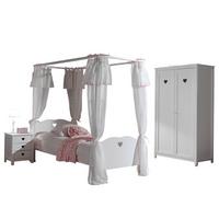 KINDERZIMMER Kamila 4 weiß aus MDF mit Bett, Schrank und Nachtkonsole - Weiß, Holzwerkstoff (330/1/130cm) - 58aufmkessel