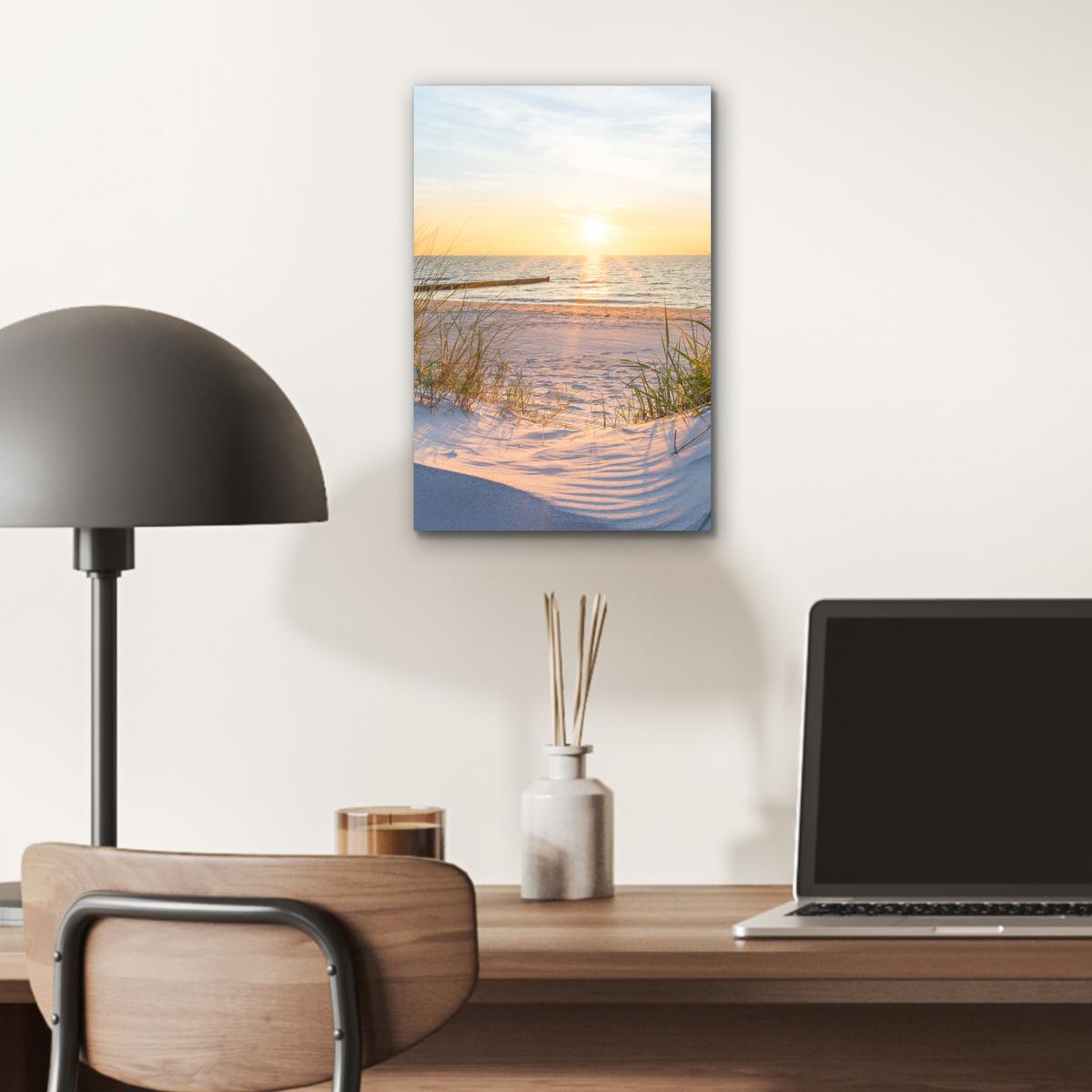METALLBILD Strand - Sonne - Düne - Gras - Sand - Horizont 20x30 cm - Hellblau, Metall (20/30cm) - MuchoWow