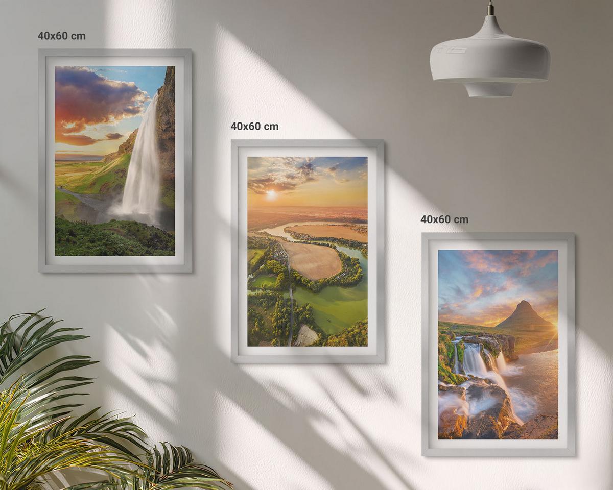 BILDER SET 3er Set - 40x60 cm Silberner Rahmen - Wasserfälle Landschaften im Westen - Silberfarben, Kunststoff (40/60cm) - TULUP