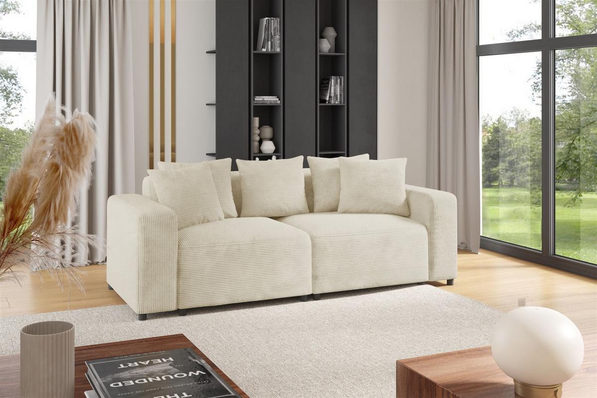SOFA Megan 2-sitzer In Poso - Creme, Holzwerkstoff/Textil (236/75/98cm) - Fun Möbel