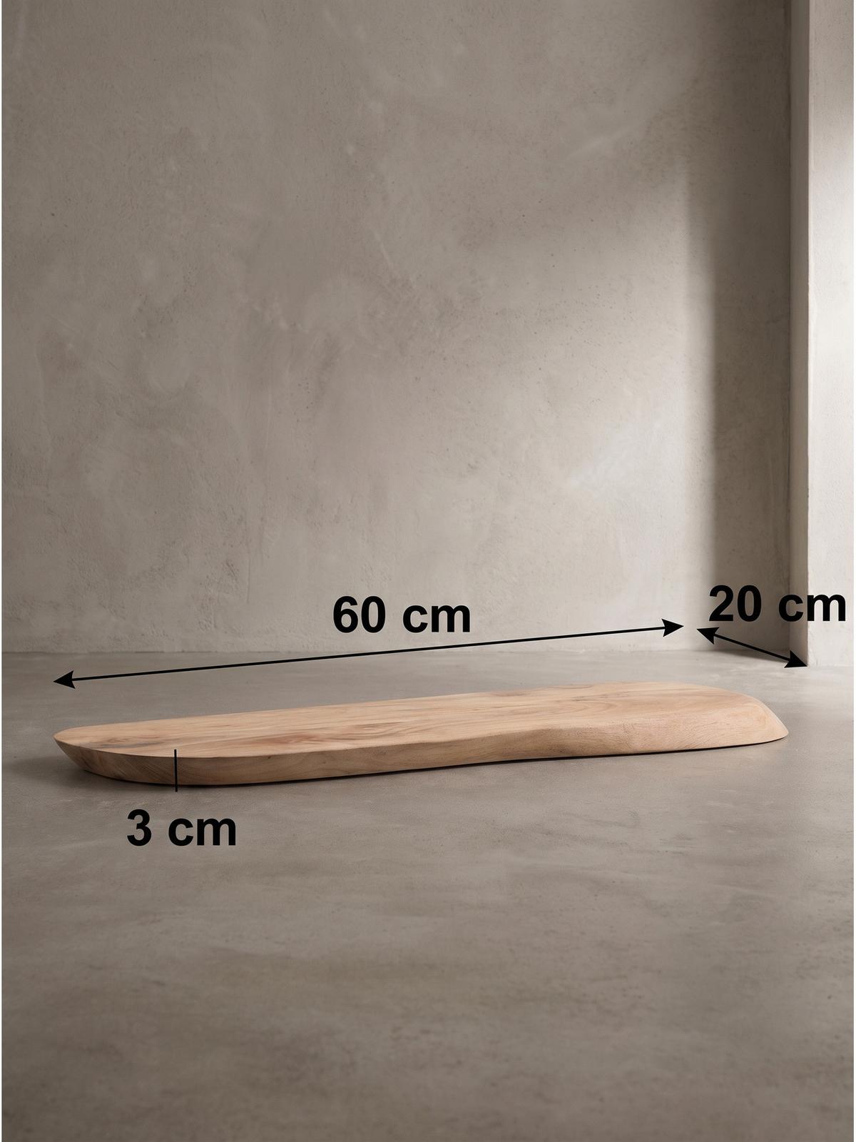 WANDREGAL ARANDA, Akazie Massivholz, handgefertigt, 60 x 20 x 3 cm - Akaziefarben, Holz (60/3/20cm) - KADIMA DESIGN
