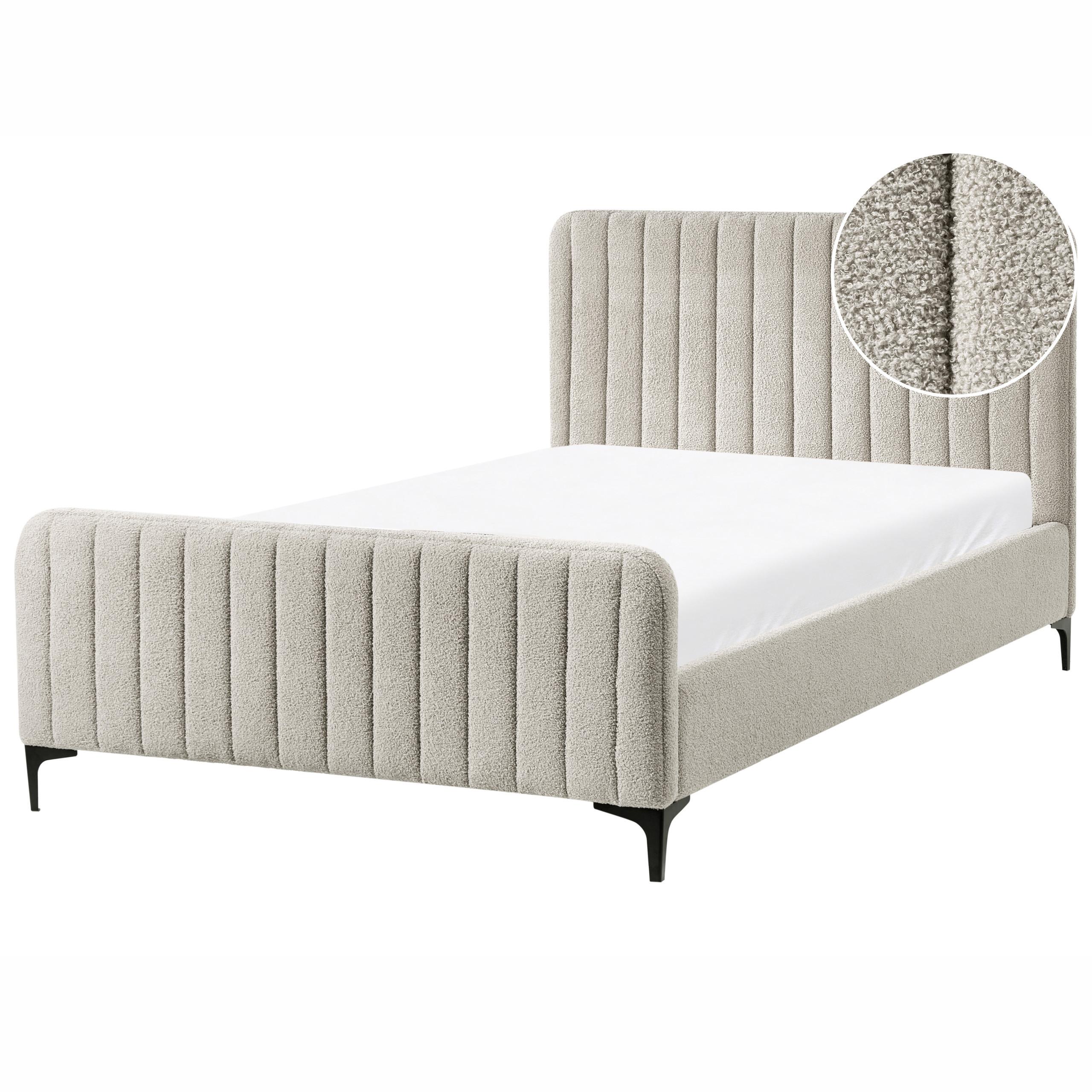 BETT mit Lattenrost 120/200 cm Beige Lunan - Beige/Schwarz, Textil (120/200cm) - Beliani