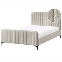 BETT mit Lattenrost 120/200 cm Beige Lunan - Beige/Schwarz, Textil (120/200cm) - Beliani