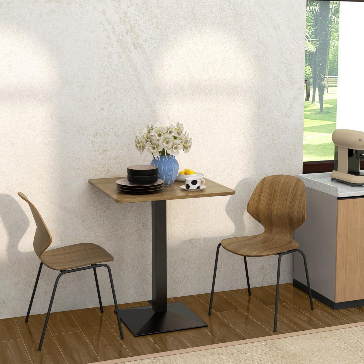 ESSTISCH Spanplatte Stahl Dunkelbraun Schwarz - Dunkelbraun/Schwarz, Holzwerkstoff/Metall (70/70/75cm) - HOMCOM