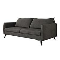 3-SITZER-SOFA Pulse Graphit Luxusmicrofaser - Graphitfarben/Schwarz, Holz/Textil (199/86/91cm) - S-Style Möbel