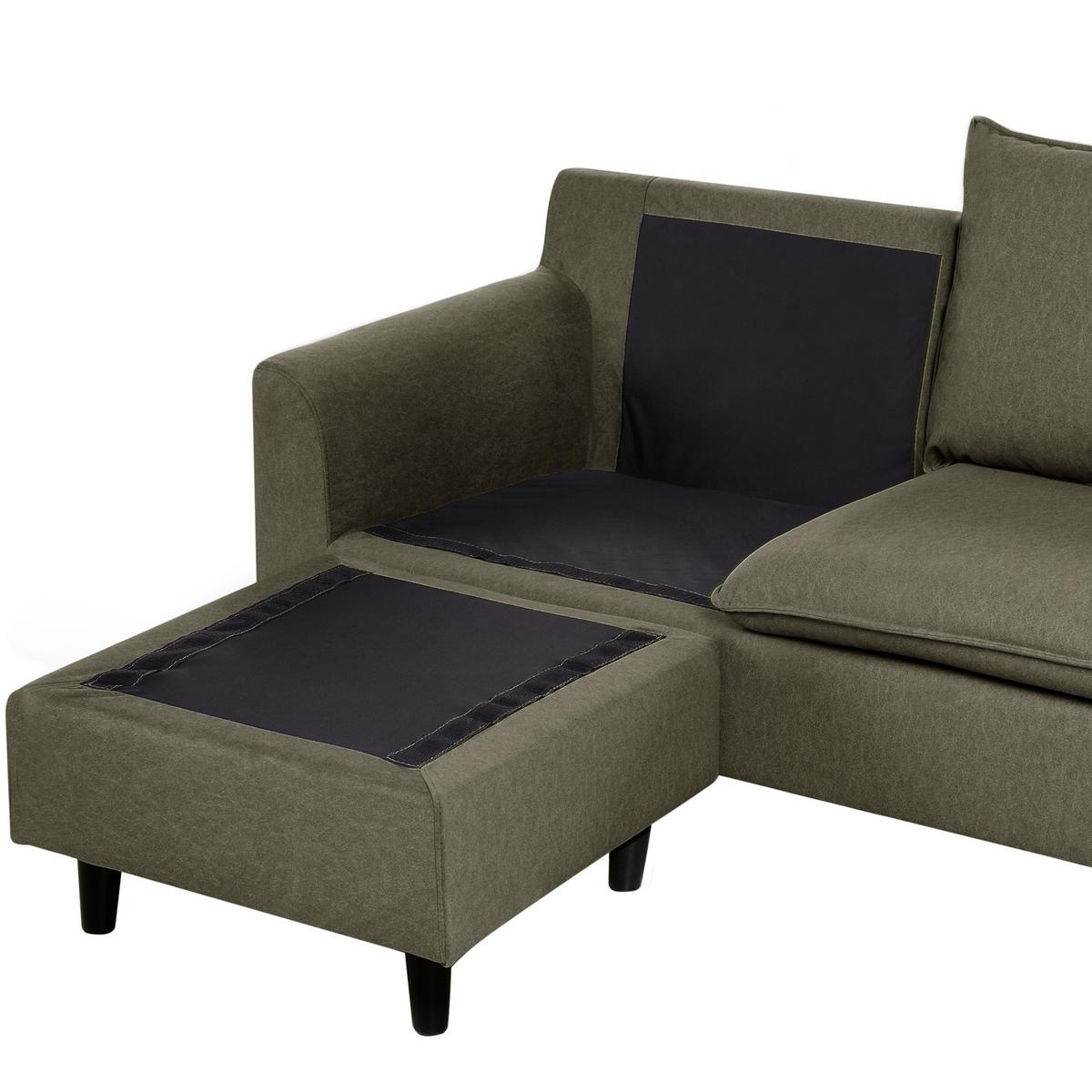 ECKSOFA 3-Sitzer Samtstoff Dunkelgrün rechtsseitig Elvenes - Braun/Grün, Textil (206/140cm) - Beliani