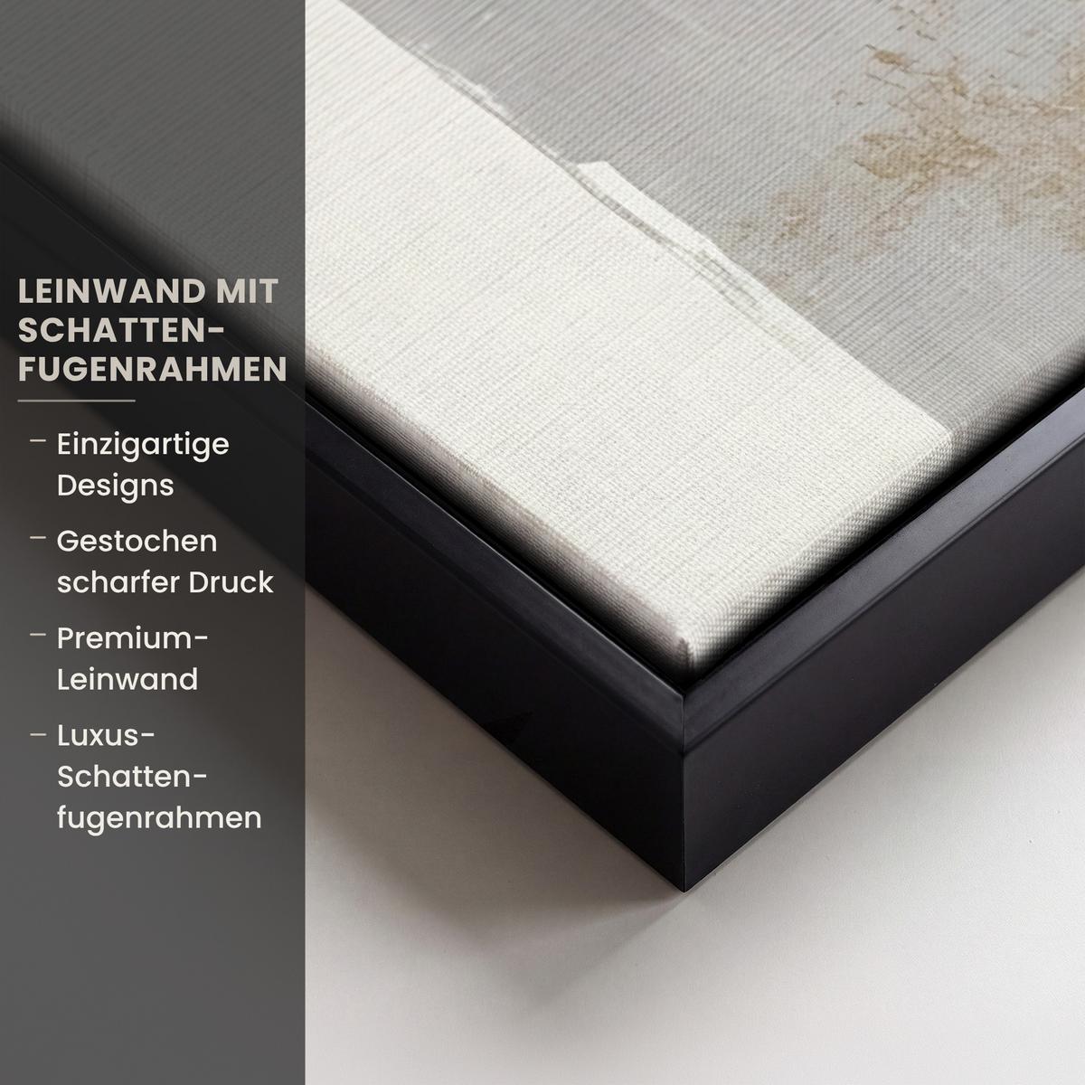 LEINWAND Bilder mit Rahmen - Gold - Rechtecke - Kreise - Abstrakt - 40x60 - Weiß, Textil (40/60cm) - MuchoWow