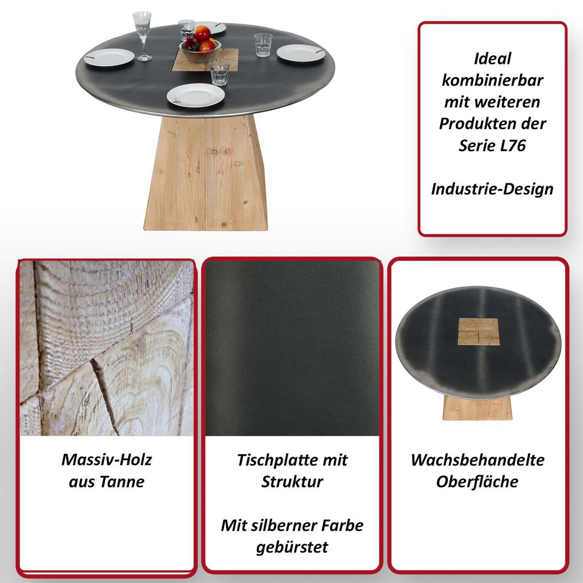 ESSTISCH Braun, Metall - Silberfarben/Braun, Holz (120/120/74cm) - MCW