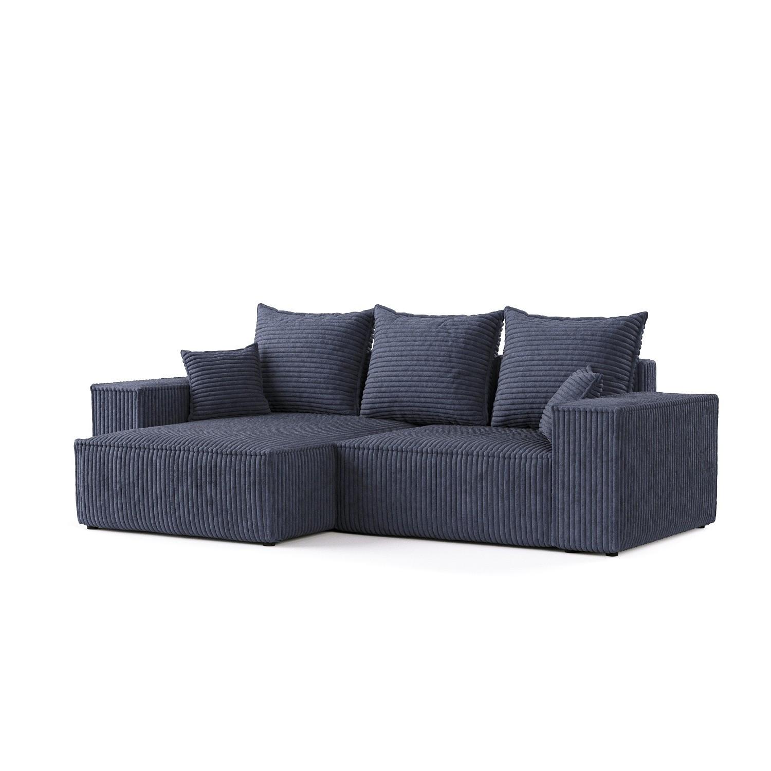 ECKSOFA SENSO mit Schlaffunktion Marin im Tilia Stoff - Schwarz/Dunkelblau, Holz/Holzwerkstoff (255/148cm) - AltaBeds