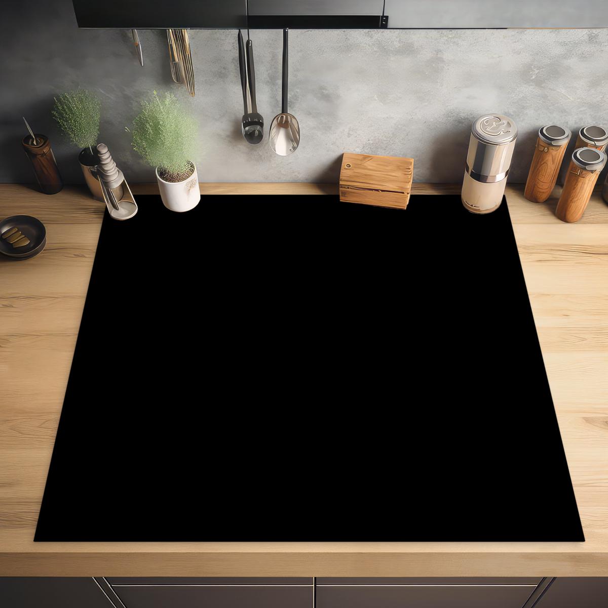 HERDABDECKPLATTE Schwarz - Einfarbig Induktionsmatte 78x78 cm - Schwarz, Kunststoff (78/78/0.2cm) - MuchoWow