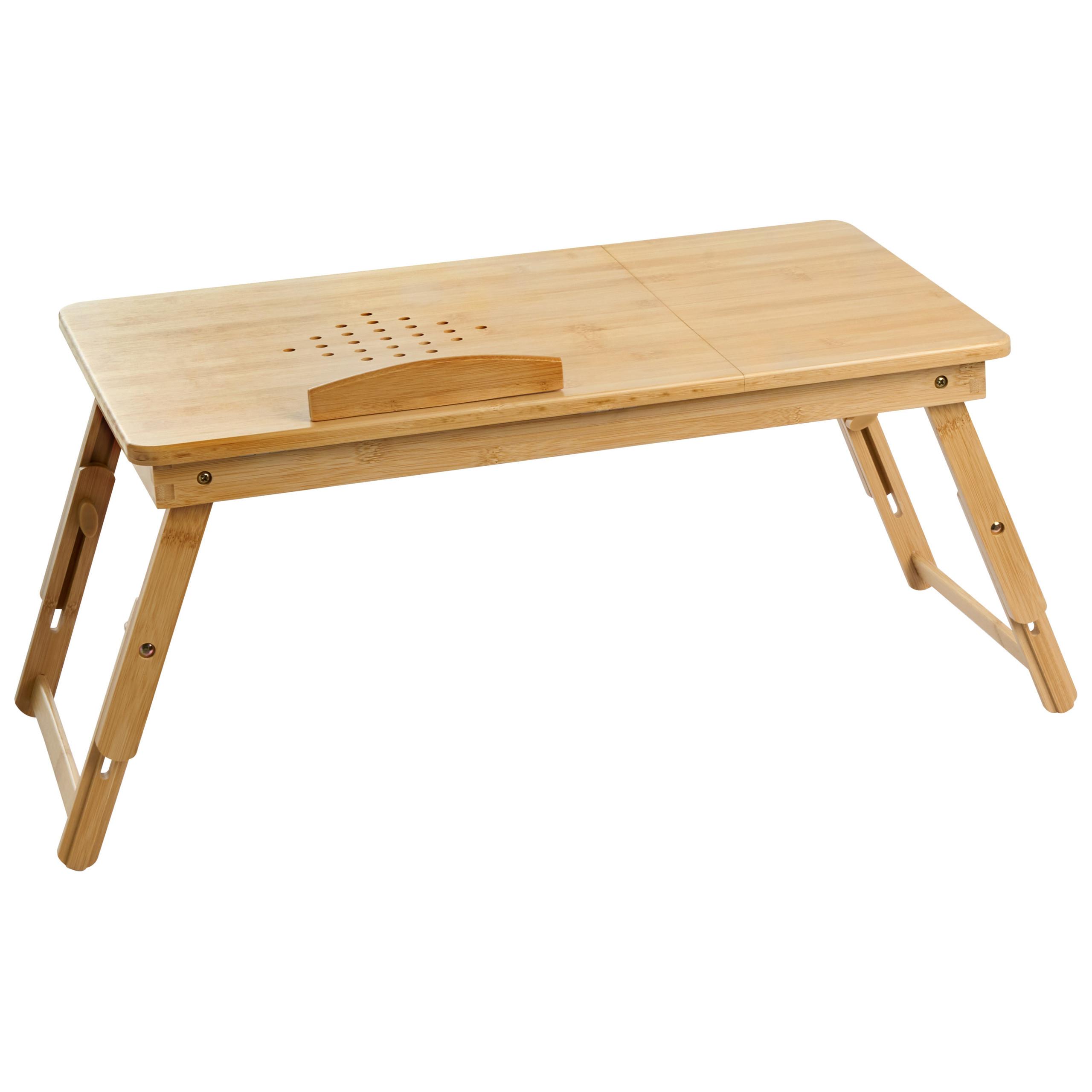KLAPPBARER Laptoptisch Hellbraun 57/35 cm Orge - Hellbraun/Braun, Holz (35/57/21cm) - Beliani
