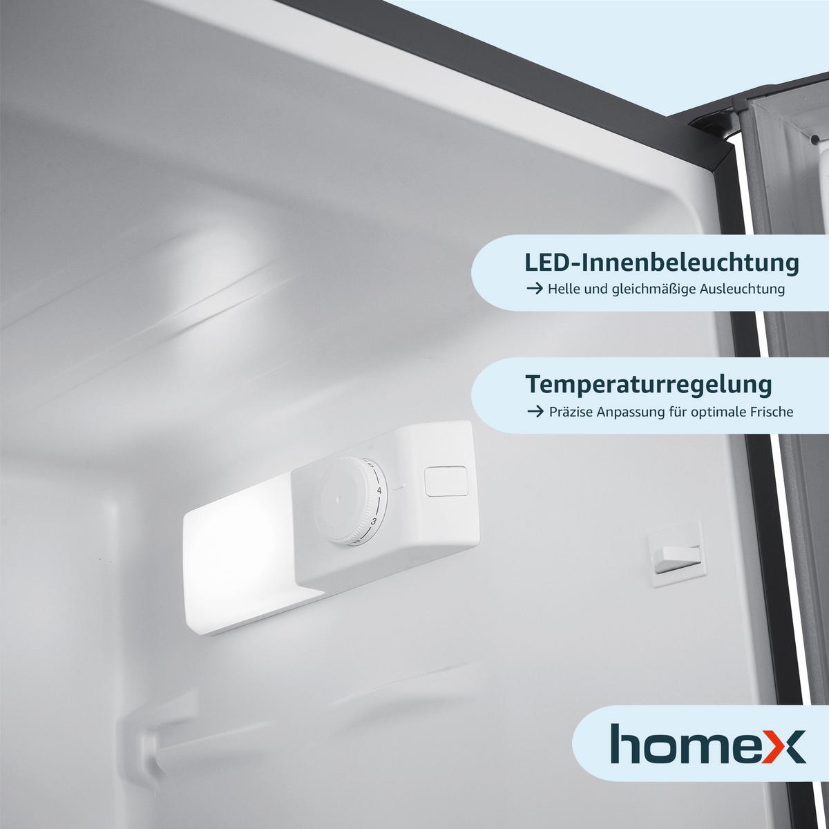 KÜHL-GEFRIER-KOMBINATION, freistehend, 173 Liter Nutzinhalt, 4-Sterne Gefrieren, Höhe 142,5 cm, 40 dB, Kühlschrank mit Gefrierfach groß, CFS1110-S - Silberfarben, Glas/Kunststoff (49.5/142.5/56cm) - homeX