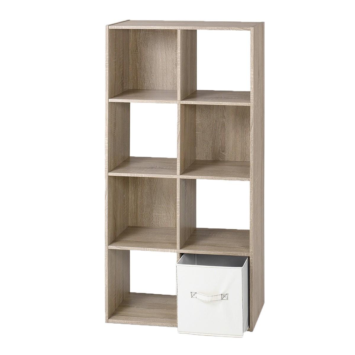 REGAL zur Aufbewahrung mit 8 Fächern - L62 x H123 cm - Eschefarben, Holzwerkstoff (62/123/29.5cm) - Calicosy