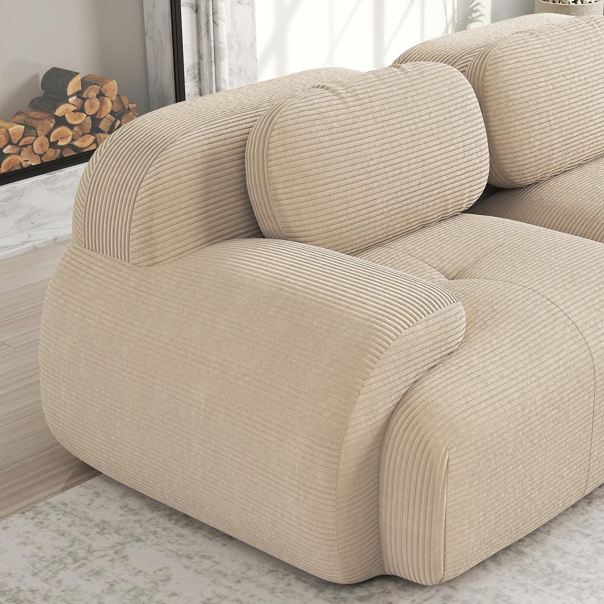3-SITZER-SOFA in Premium-Cord Montagefrei & Rutschfest - Beige, Textil (298/75/103cm) - Urban Meuble
