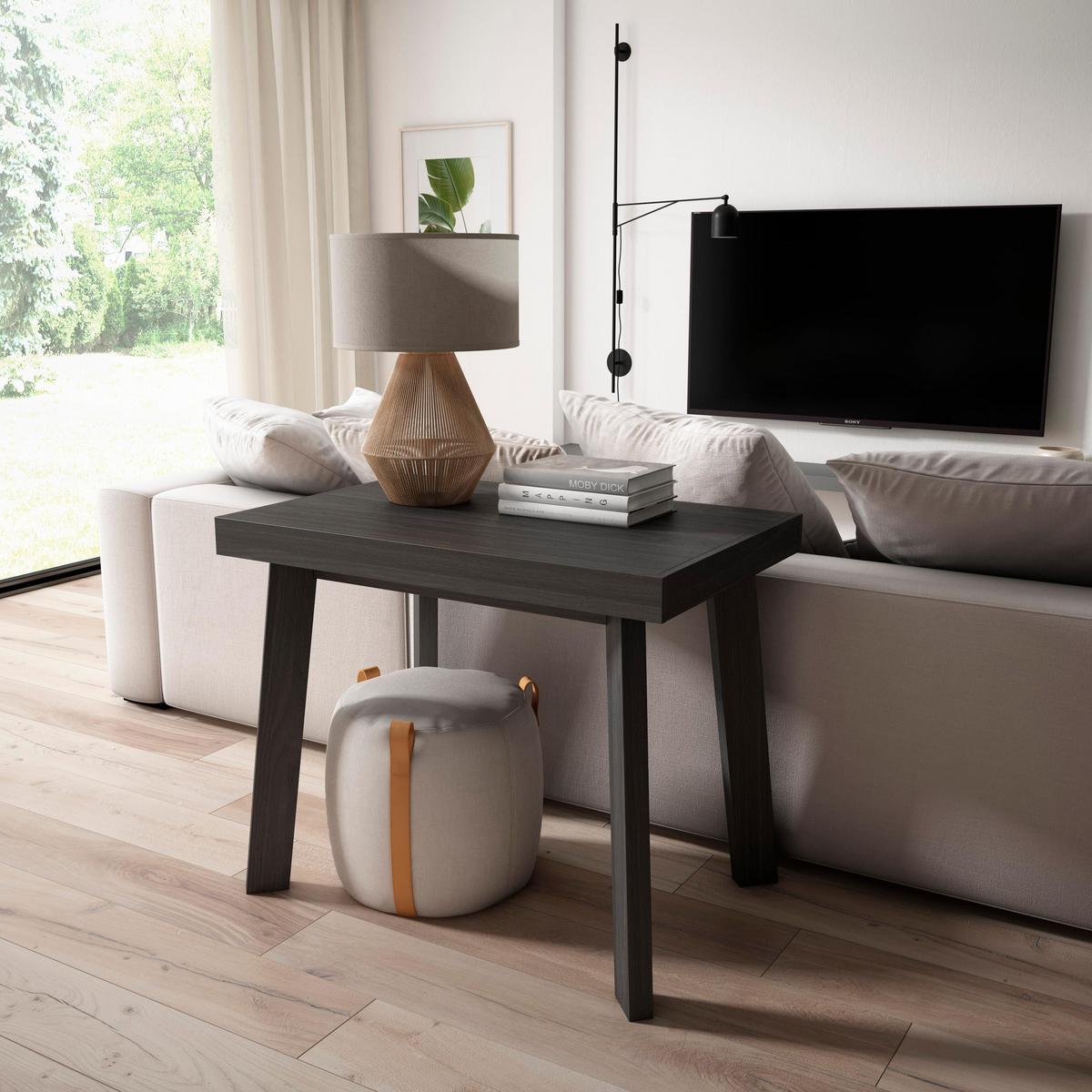 KONSOLENTISCH ausziehbar 58 bis 160cm, für 8 Gäste, schwarz, 90/58/73cm - Schwarz, Holzwerkstoff (90/160/73cm) - Skraut Home