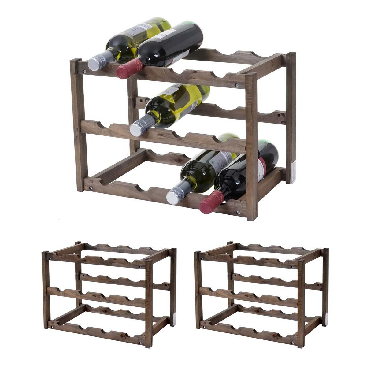 WEINREGAL 3 BÖDEN Braun - Braun, Holz (42/30/26cm) - MCW