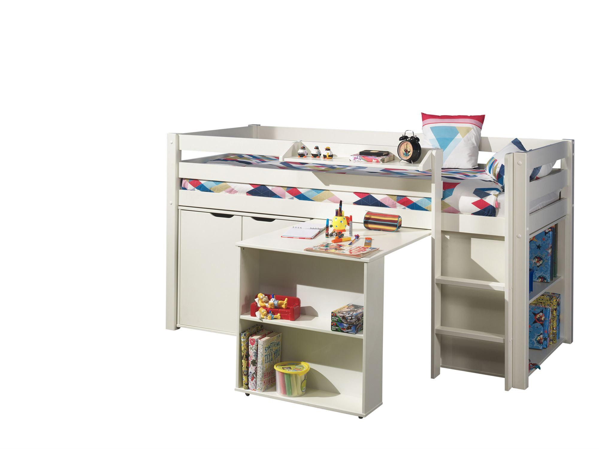 HOCHBETT Karolina 210x114x106 Massivholz+MDF Weiß Schrank - Weiß, Holz (90/200cm) - 58aufmkessel