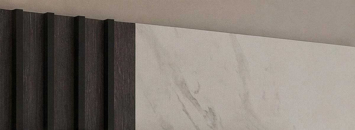 TV-LOWBOARD Graphit Eiche, Marmor weiß 160 cm hängend, TV Unterschrank Set mit Wandpaneel - Graphitfarben/Weiß, Holzwerkstoff (160/148/35cm) - Inn.Furn