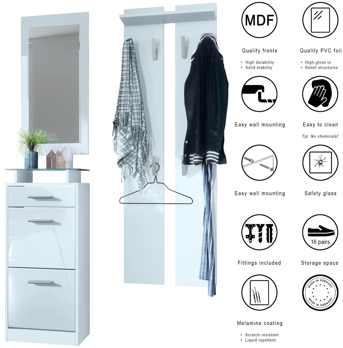 GARDEROBE Loret Front in Bordeaux Hochglanz - Bordeaux, Holzwerkstoff (140/200/23cm) - Vladon