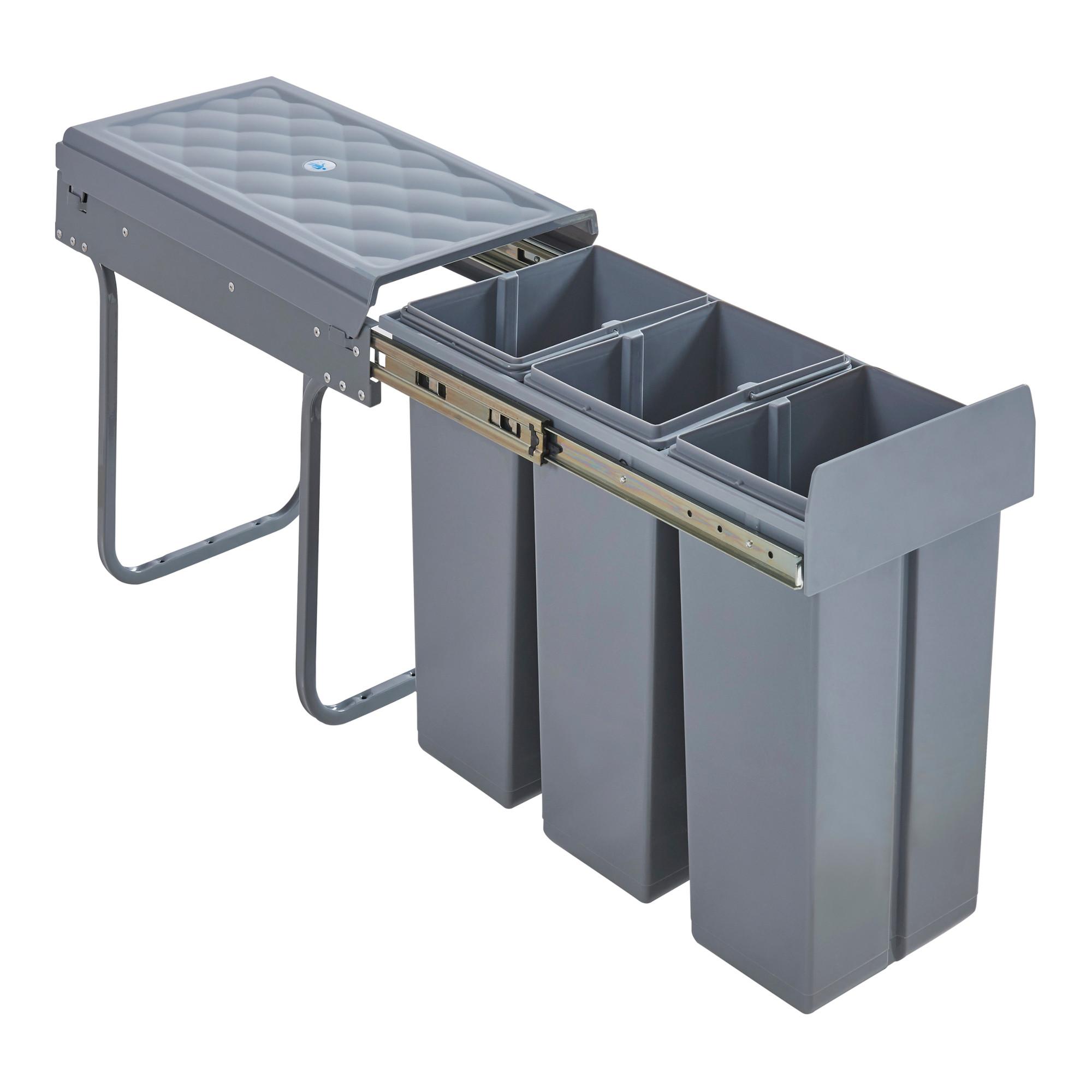 EINBAU-MÜLLEIMER Froland - Grau, Kunststoff/Metall (48/42/26cm) - [en.casa]