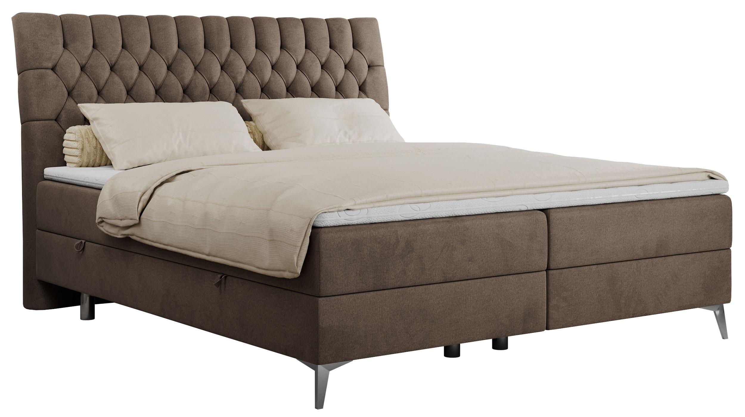 BOXBETT MILEN 120/200 Braun Velvet - H3 - Braun, Holz/Textil (120/200cm) - MKS