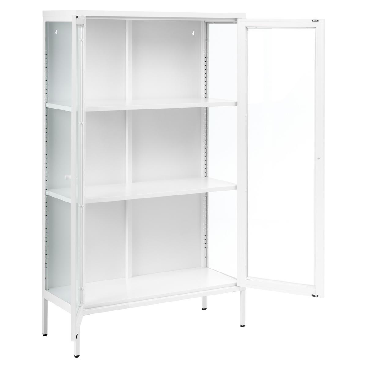 VITRINE mit Glastüren Metall 90 cm Weiß Nash - Weiß, Metall (90/150/35cm) - Beliani