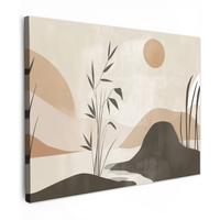 LEINWANDBILD Japandi - Landschaft - Beige Wandbild 40x30 cm - Cognac, Textil (40/30cm) - MuchoWow