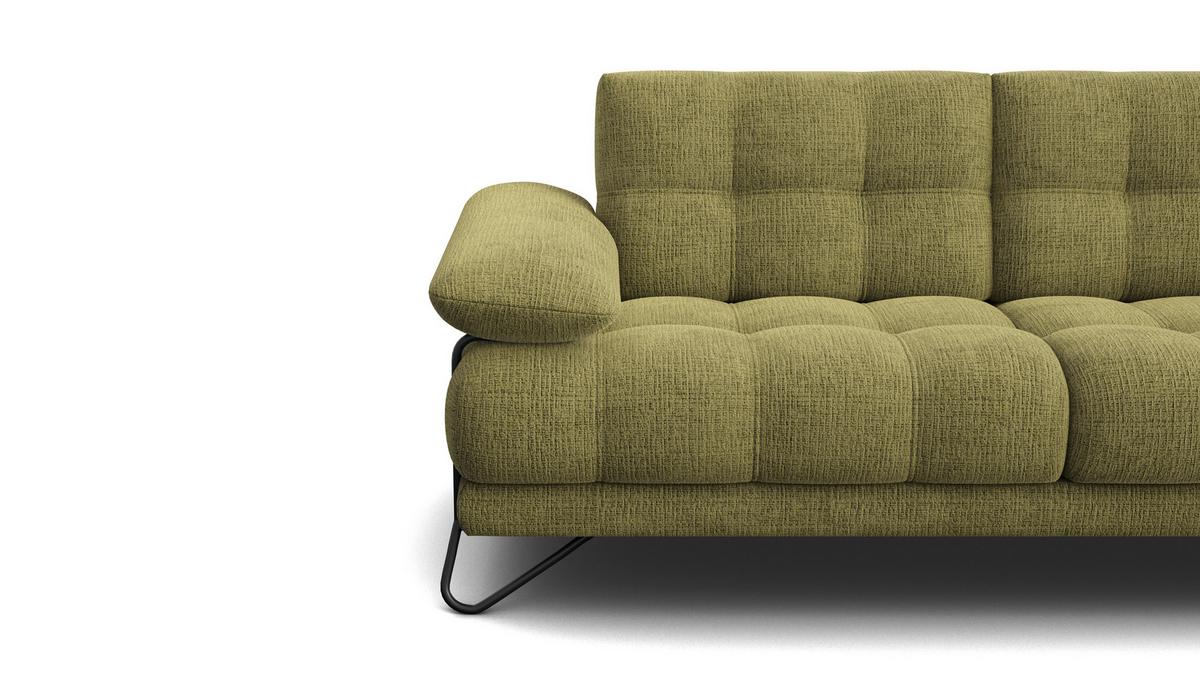 SOFA BUBBARA 2,5-Sitzer, olivgrün - Schwarz/Olivgrün, Holz/Textil (215/87/96cm) - Wozimo