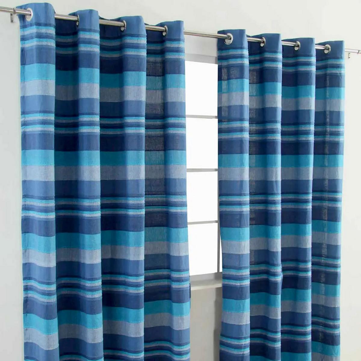 ÖSENVORHANG Morocco blickdicht 2er-Set, 167/228 cm - Blau, Textil (167/228cm) - Homescapes