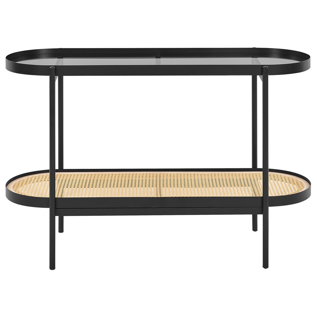 KONSOLENTISCH Schwarz/Heller Holzfarbton Reno - Hellbraun/Schwarz, Metall (42/120/76cm) - Beliani
