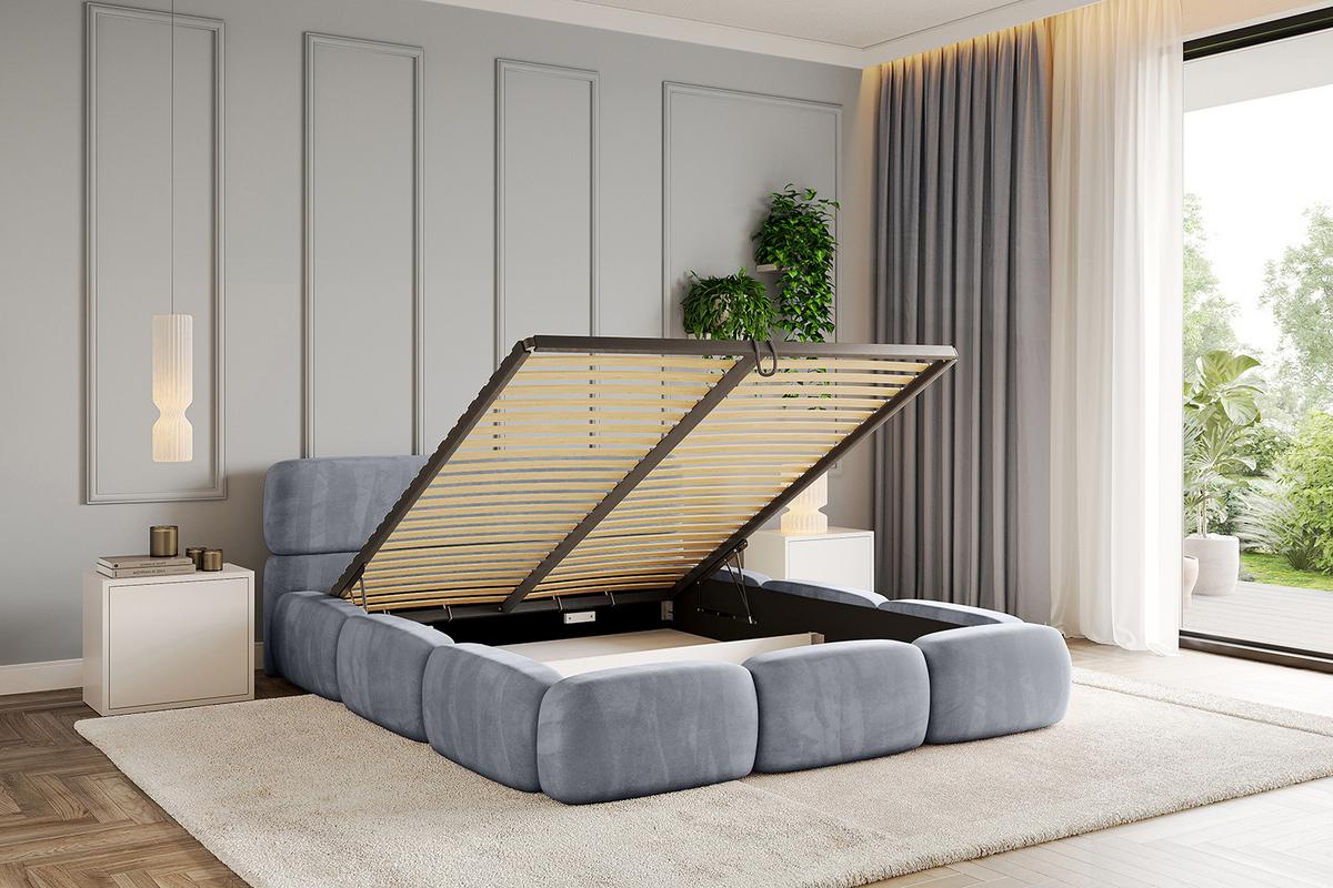 POLSTERBETT mit Bettkasten und Lattenrost, Boxbett ohne Matratze - ELVA-v1 180x200 Grau - Grau, Holzwerkstoff/Textil (180/200cm) - ALTDECOR