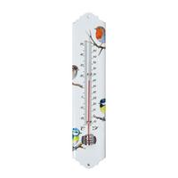 INNEN- & Außenthermometer weiß mit Vogelmotiv - Weiß, Metall (6.3/29.5/29.5cm) - Homescapes