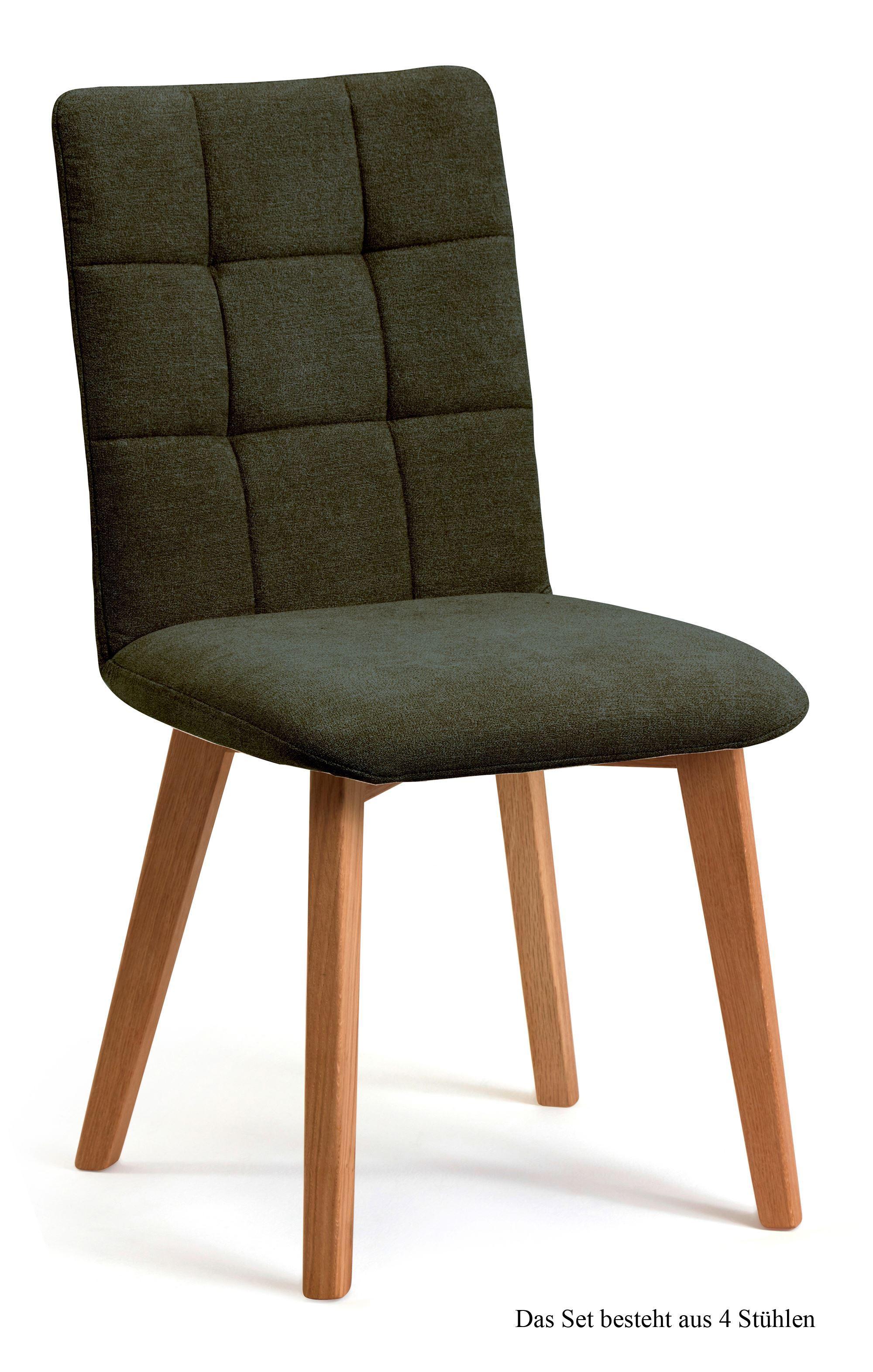ESSZIMMERSTUHL (4er-Set) Dareen 47x91x60 Eiche geölt/Khaki - Dunkelgrün/Eichefarben, Kunststoff (60/91/47cm) - 58aufmkessel