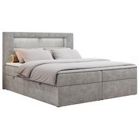BOXBETT GOLD-5 LED 140/200 Hellgrau Struktur - H3 - Hellgrau, Holz/Textil (140/200cm) - MKS