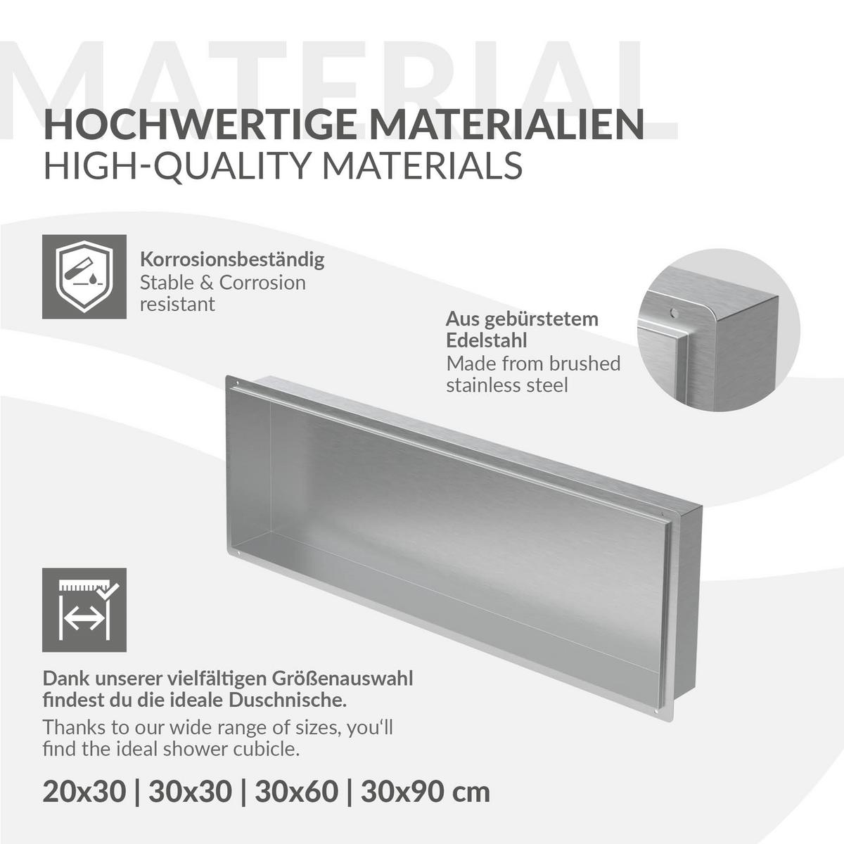DUSCHNISCHE Silber 90/30 cm - Silberfarben, Metall (90/30/10cm) - LuxeBath
