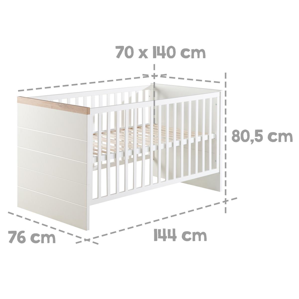 BABYZIMMER-SET Nele 3-teilig - Weiß, Holzwerkstoff (76/81/144cm) - Roba