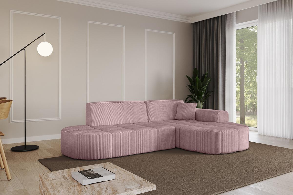 ECKSOFA Ottomane Rechts LIVO-L1 - 252x173x79,5 cm Rosa - Rosa, Holzwerkstoff/Textil (252/173cm) - ALTDECOR