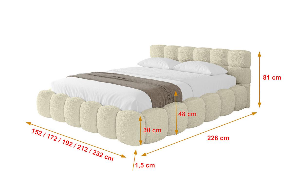 POLSTERBETT mit Bettkasten und Lattenrost, Bett mit Matratze H3/H4 - LEYA-v1 200x200 Beige - Beige, Holzwerkstoff/Textil (200/200cm) - ALTDECOR