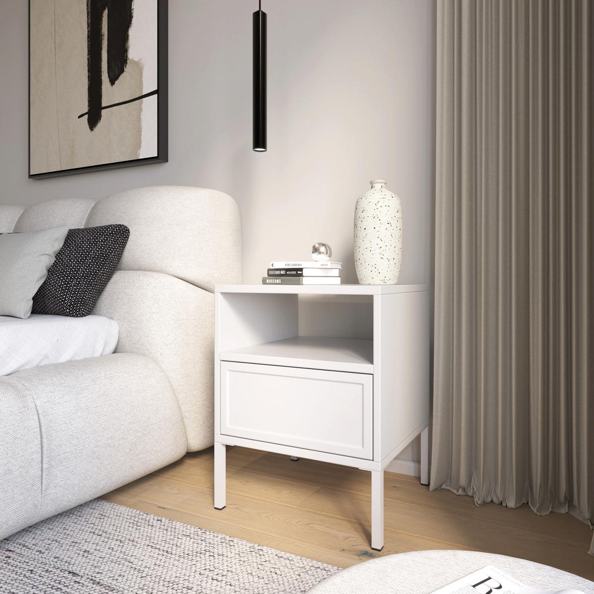 NACHTTISCH VELVETO weiß 50 cm - Weiß, Holzwerkstoff/Metall (45/54/40cm) - Selsey