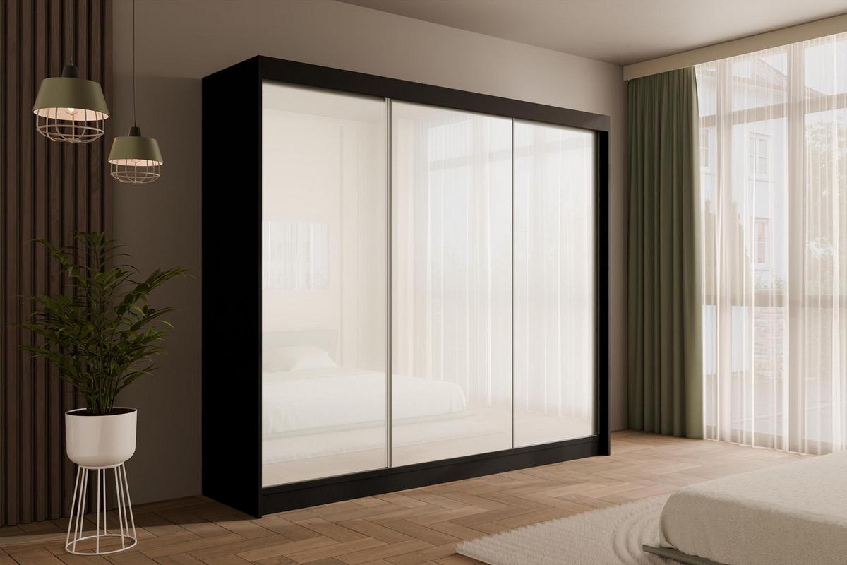 KLEIDERSCHRANK PEKA - 250 cm - Schwarz|Weiß - Schwarz/Weiß, Holzwerkstoff (250/215/61cm) - ALTDECOR