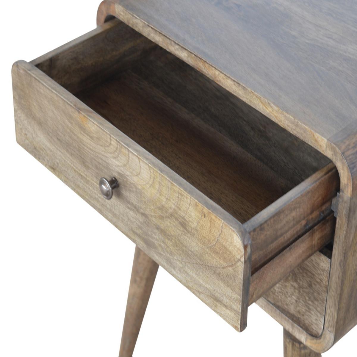 NACHTTISCH Grau gewaschenes Finish, 2 Schubladen, Grau und Braun - Graubraun/Braun, Holz (35/55/45cm) - Artisan Furniture