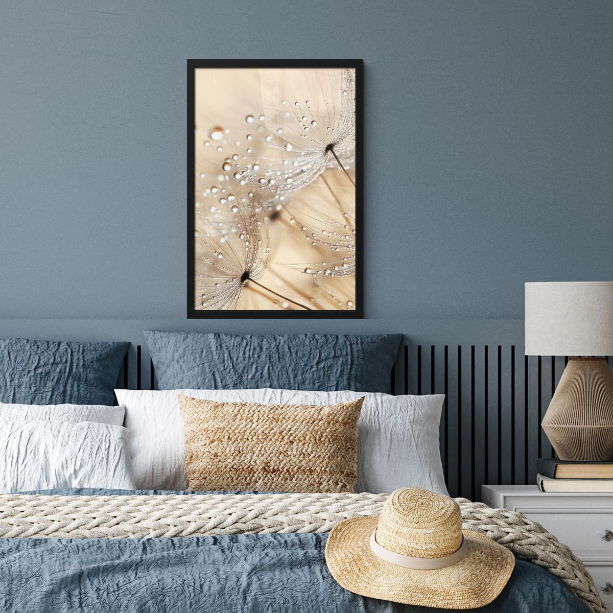 POSTER MIT RAHMENGERAHMTES BILD Löwenzahn - Abstrakt - Natur - Beige Bilder mit Rahmen 40x60 cm - Braun, Papier (40/60cm) - MuchoWow