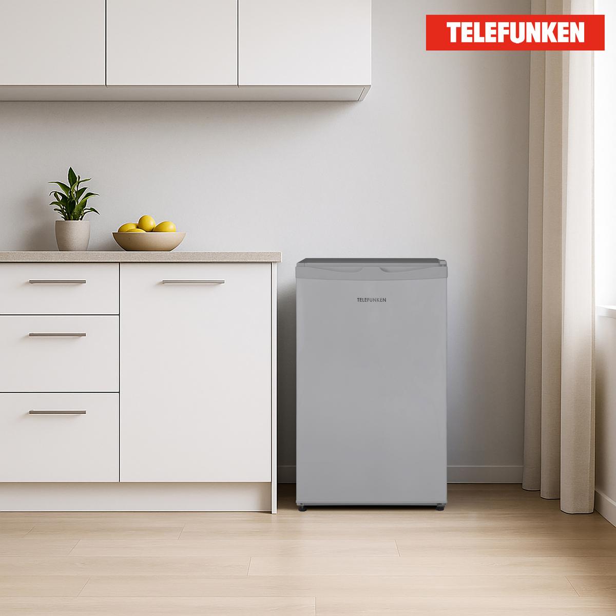KÜHLSCHRANK mit Eiswürfelfach, 89 Liter, klein und freistehend, CF-33-101-S2 silber - Silberfarben, Kunststoff/Metall (48/82.1/50cm) - Telefunken