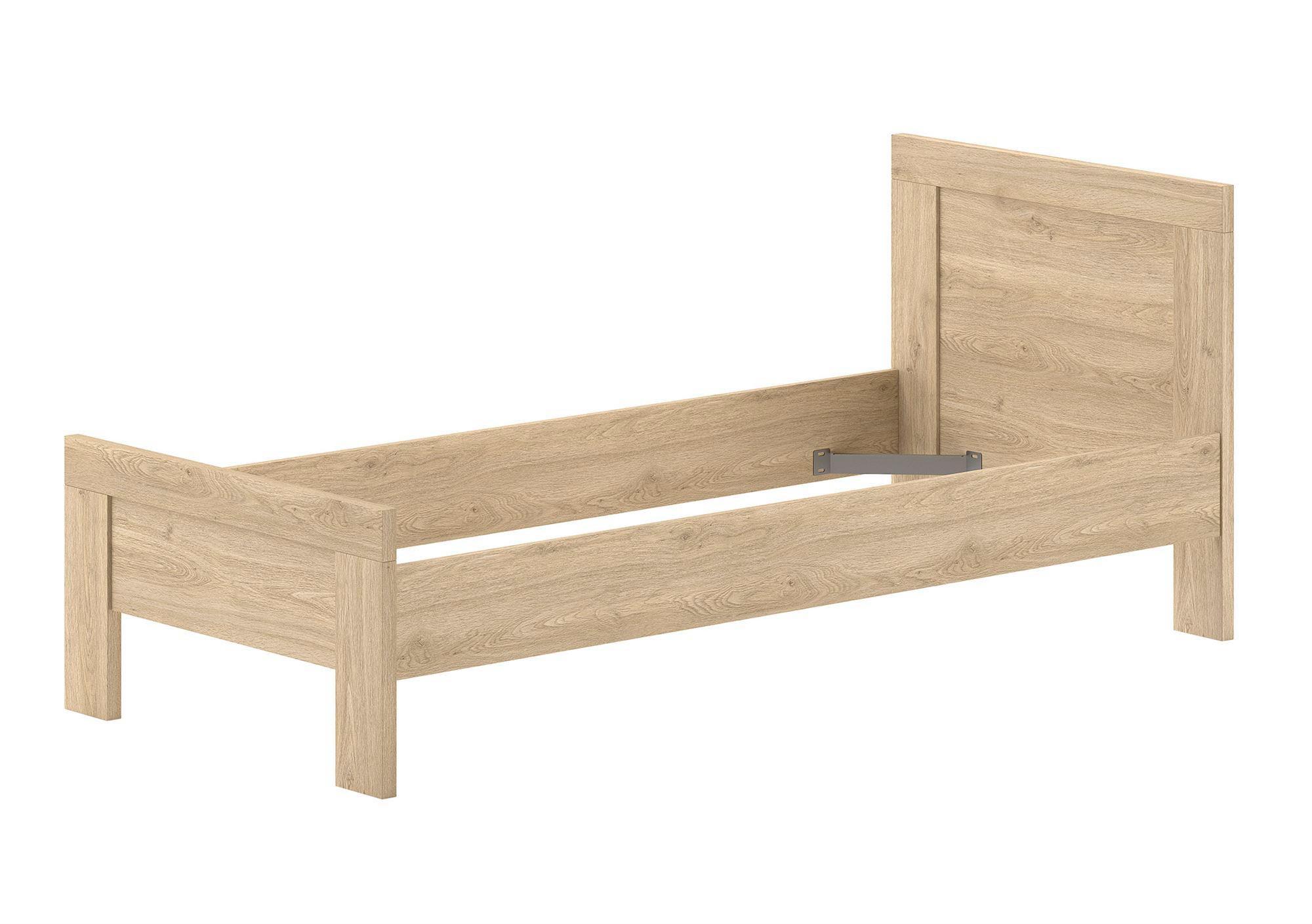 EINZELBETT 90x200 Keelia Eiche Melamin modern - Eichefarben, Kunststoff (90/200cm) - 58aufmkessel