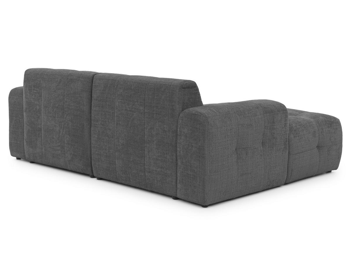 ECKSOFA Kozy im Bumpy-Design mit fester Rückenlehne aus weichem Grau Chenille-Stoff - Ottomane links - Schwarz/Grau, Holz/Kunststoff (161/234cm) - S-Style Möbel