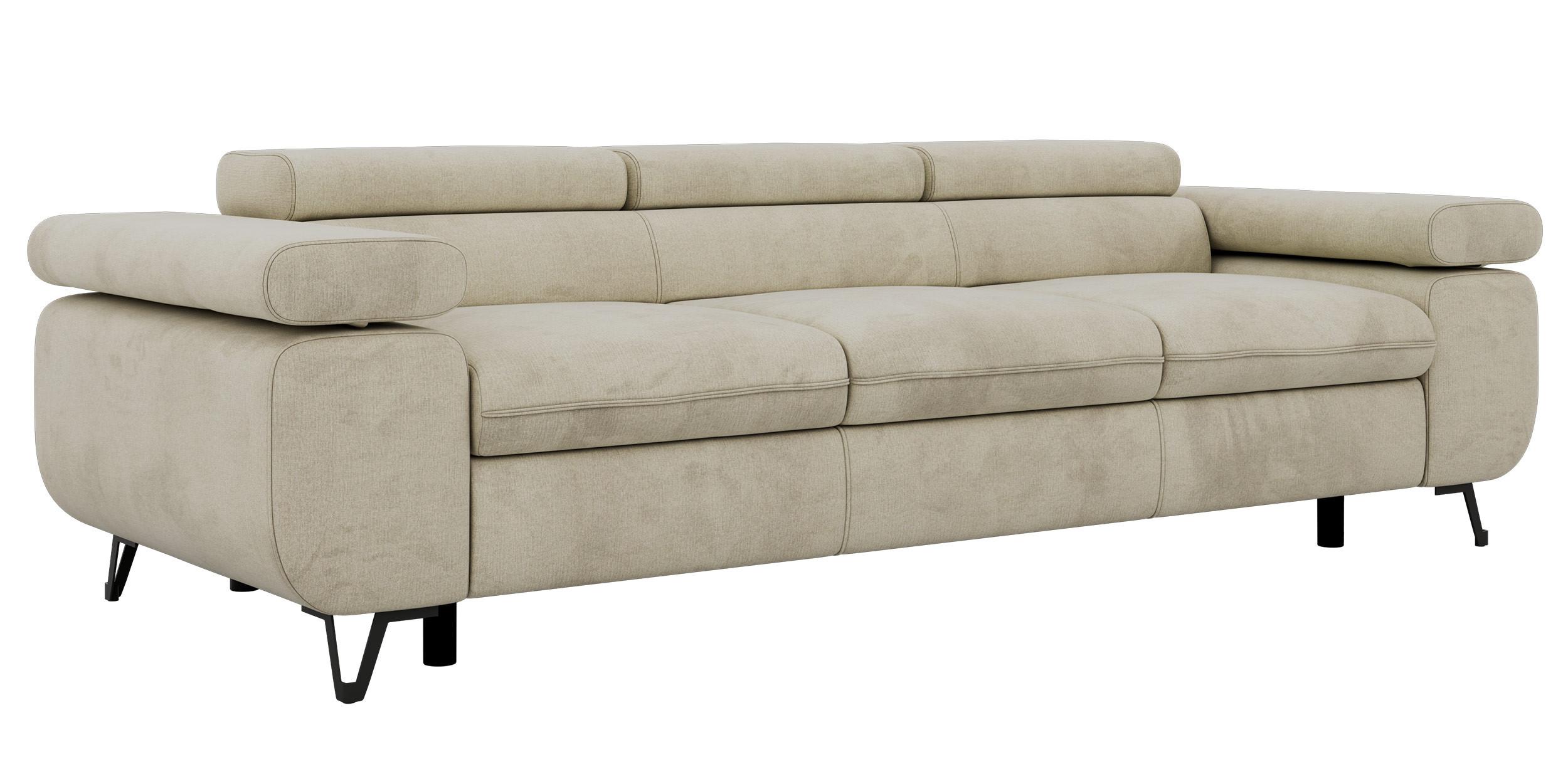 3-SITZER SOFA PETER - Beige Velvet - Beige/Schwarz, Textil/Metall (262/76/99cm) - MKS