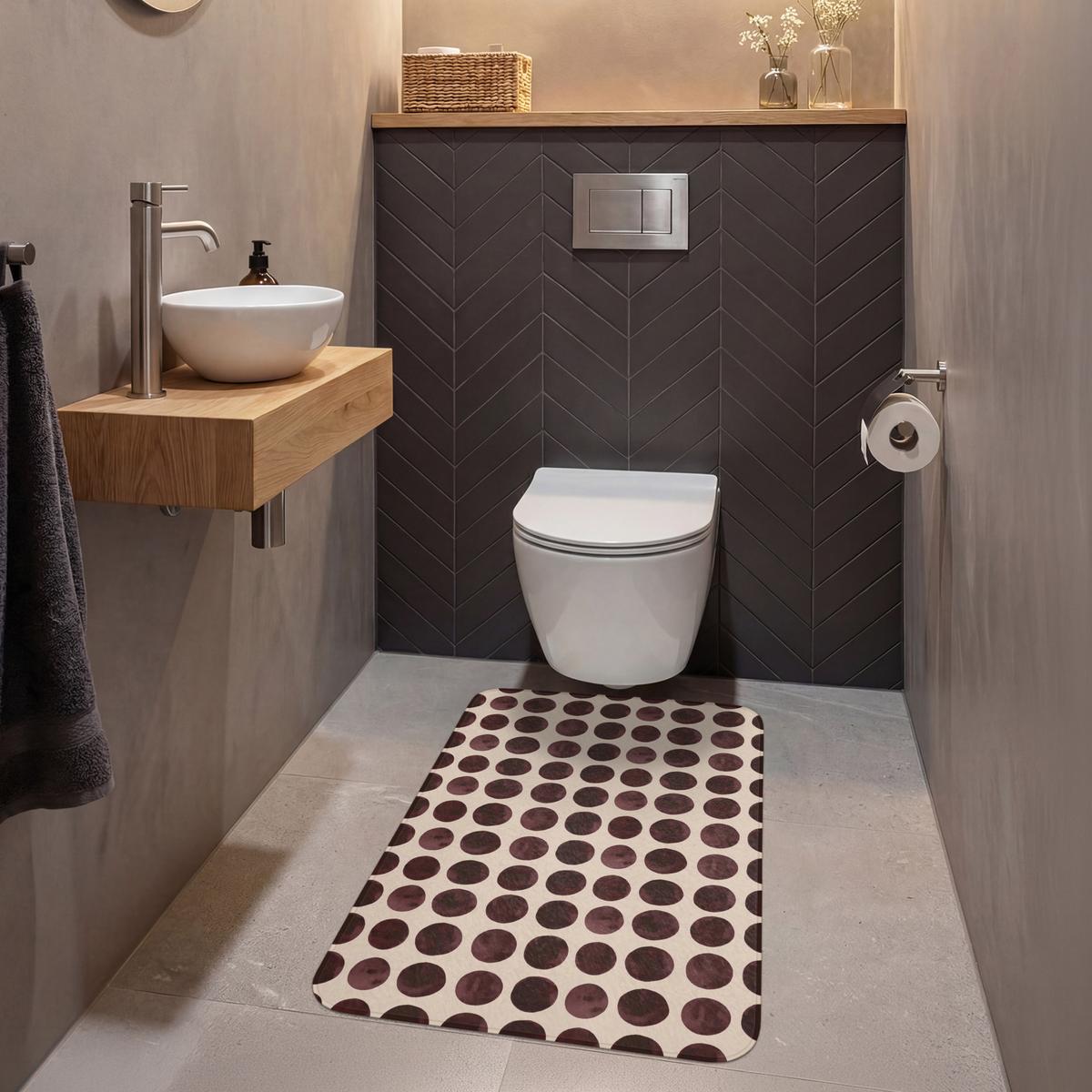 WC-VORLEGER Polka dots - Muster - Braun Toilettenvorleger 60x90 cm - Bordeaux, Textil (60/1cm) - OnlyWow